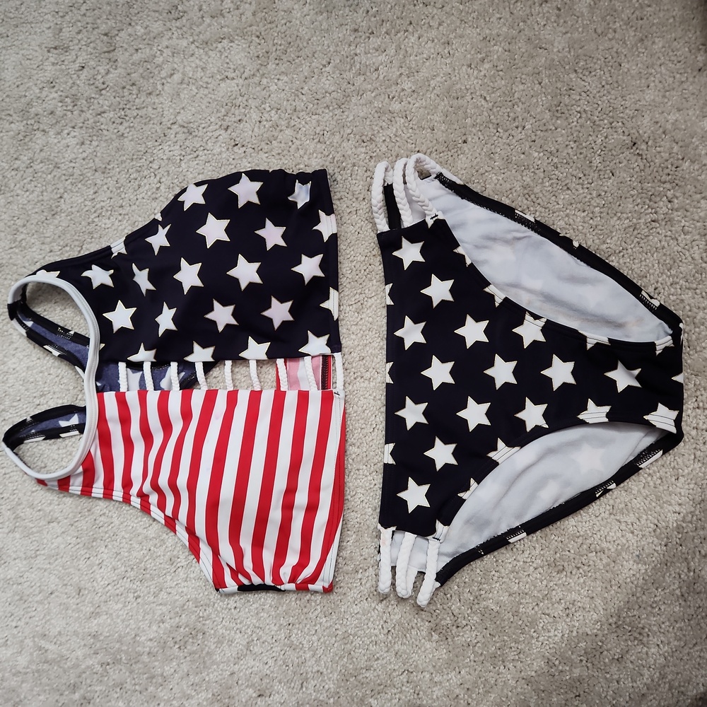 Red White and blue American Flag Bikini